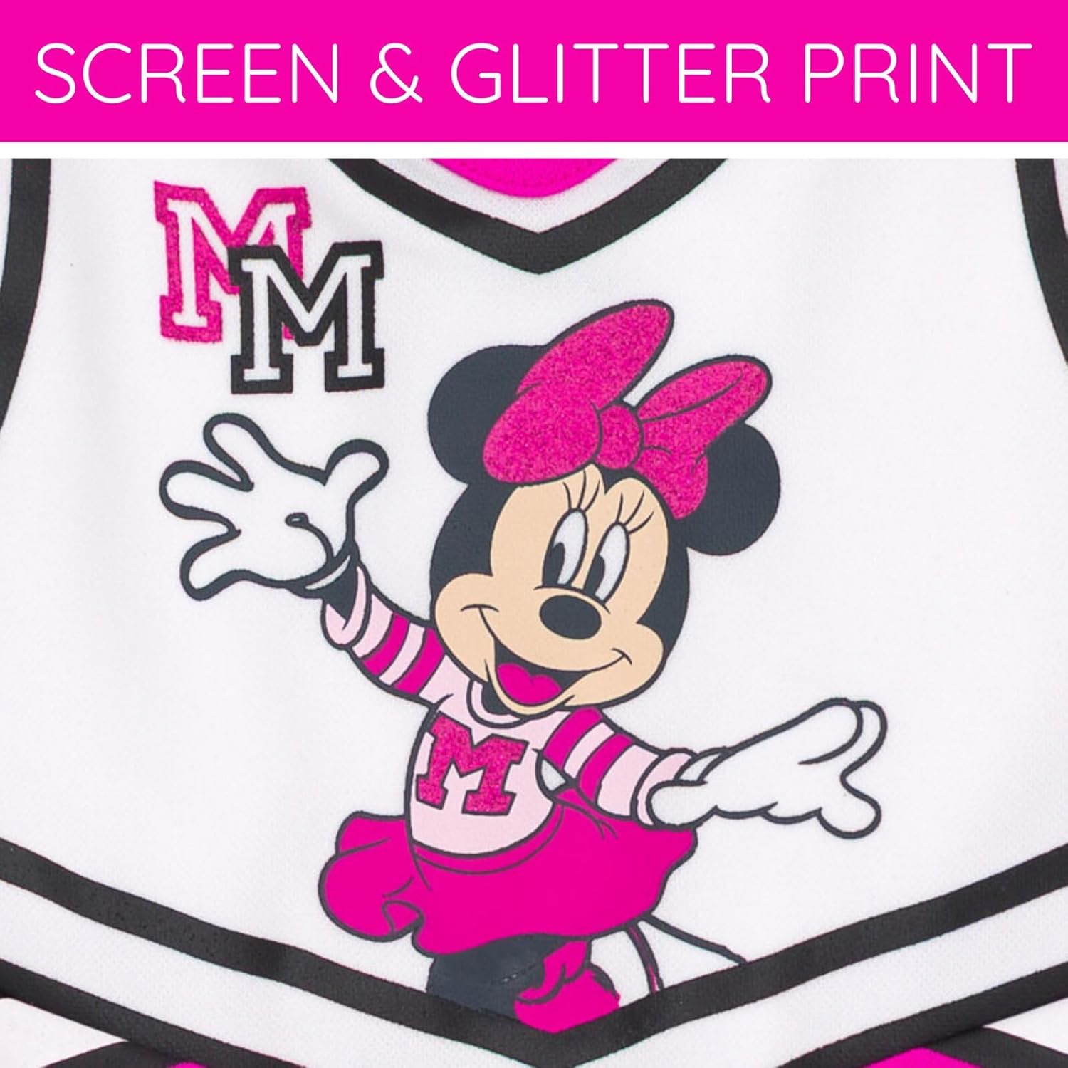 Disney Junior Girls Cheerleader Dress and Bow Outfit Set Toddler to Big Kid Sizes (2T - 14-16)