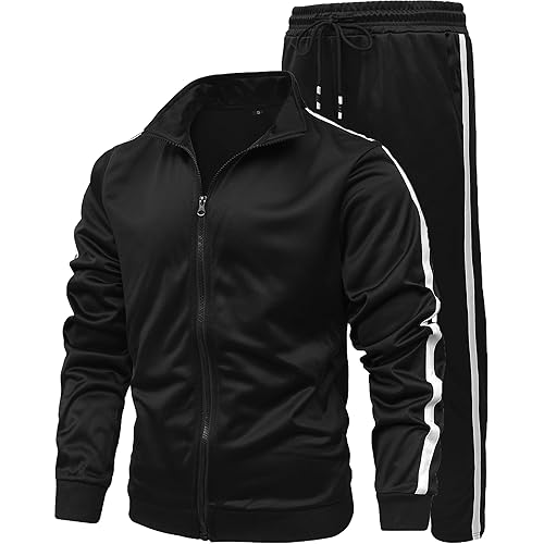GXAMOY Men's Athletic 2 Pieces Tracksuit Casual Full Zip Jogging Sweat Suit Workout Sports Set Sportswear