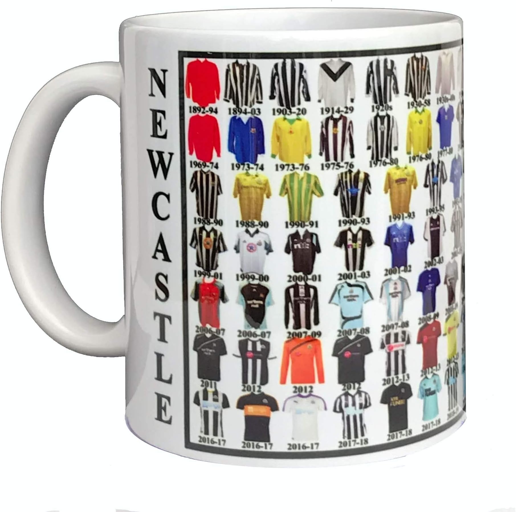 Newcastle United Shirt & History Mug - Ceramic Football Mug Through The Ages