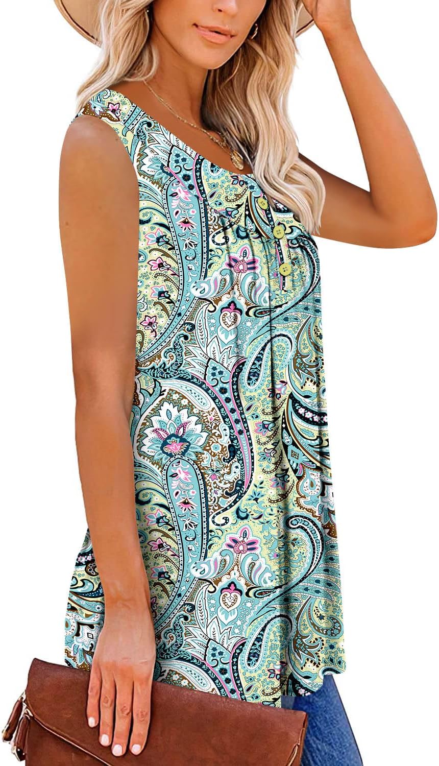 MODARANI Casual Summer Shirts for Women Flowy Tunic Tops Fit and Flare Floral Blouses - Image 3