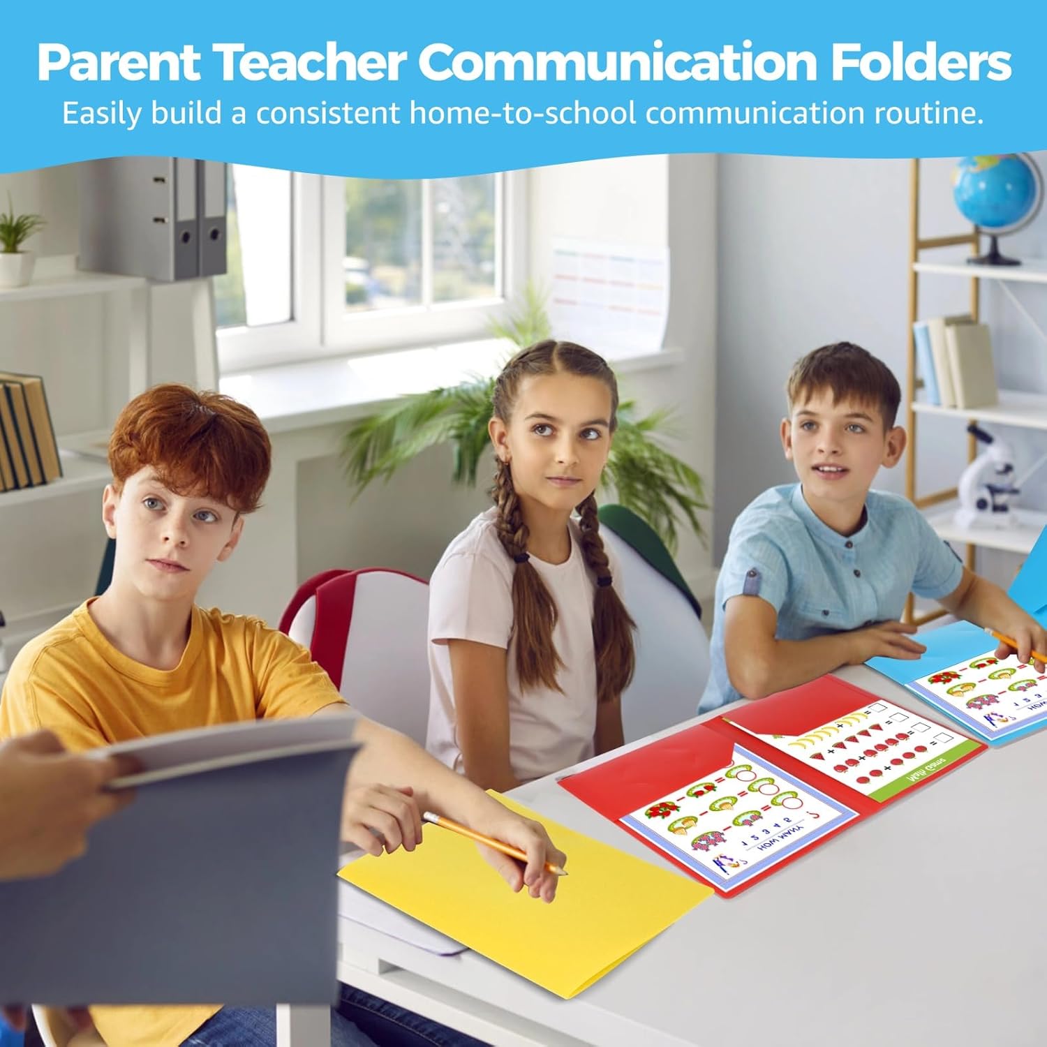 36 Pcs Take Home Folders with 2 Pockets, Waterproof Parent Teacher Communication Folders, Heavy Duty PP Homework Document Storage, 3 Assorted Colors for Homes, Offices