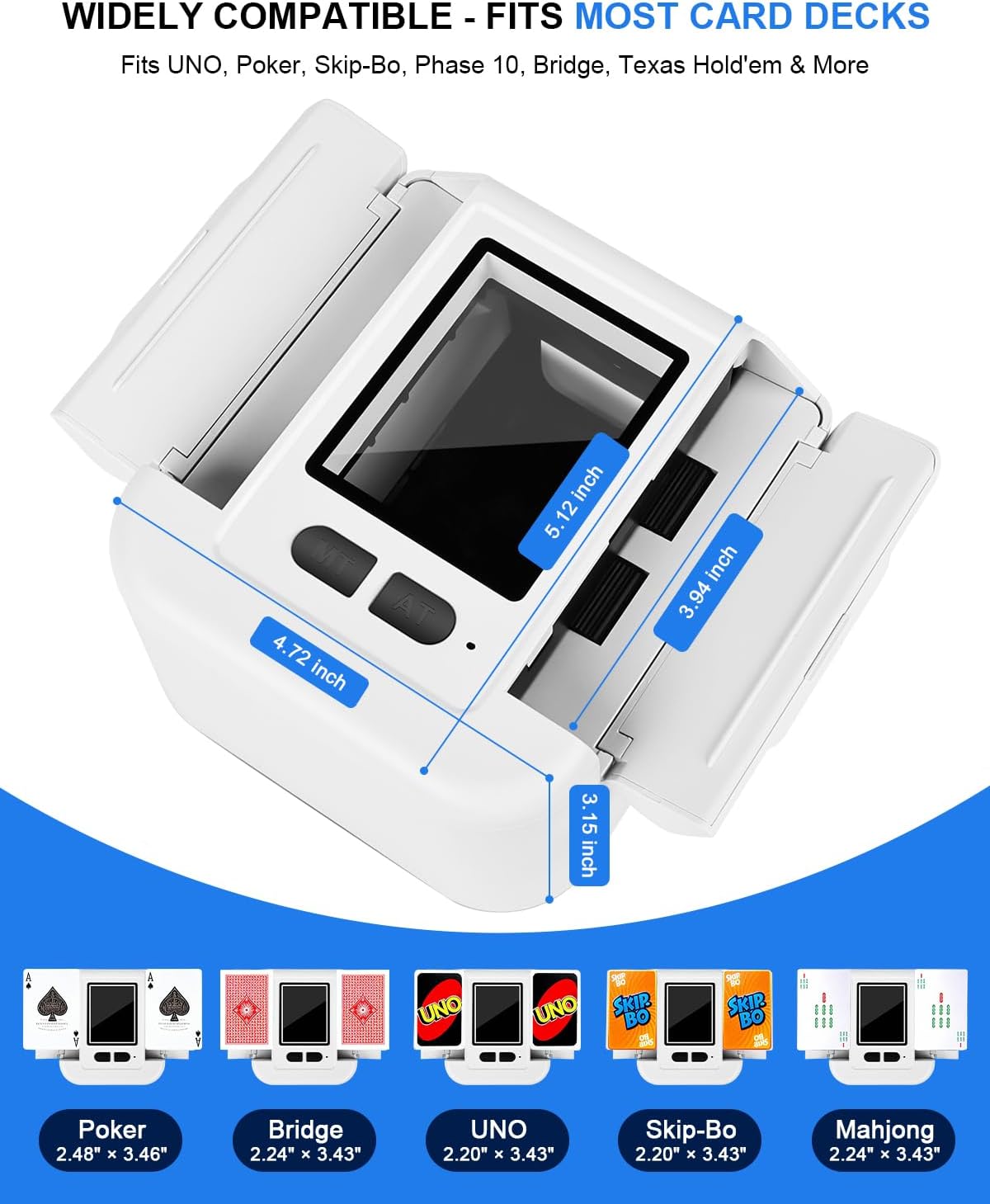 Automatic Card Shuffler Machine, Rechargeable Shuffle Machine for 2 Deck with AUTO & Manual Mode, Card Case, Foldable & Portable Low Noise Shuffler Machine for Poker, UNO, Skip-Bo, Blackjack, Phase 10