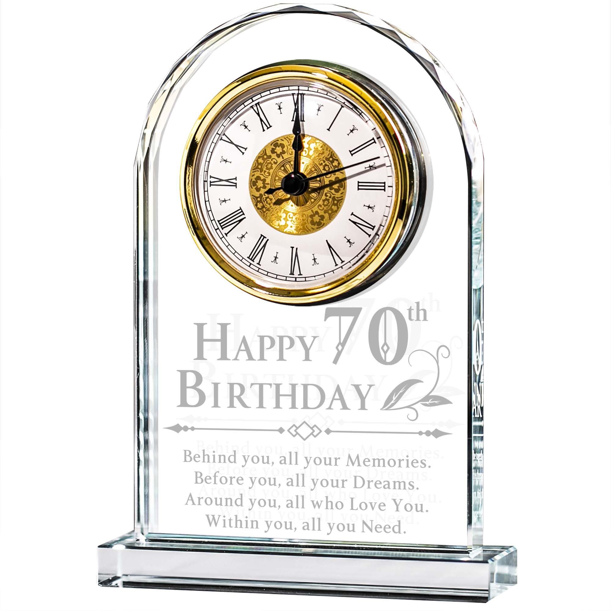Emoragifou 70th Birthday Gifts for Women Men, Glass Quartz Clock Birthday Gifts for a 70 Year Old, Happy 70th Birthday Decorations Gifts for Him Her Grandma Grandpa Mom Dad Friends