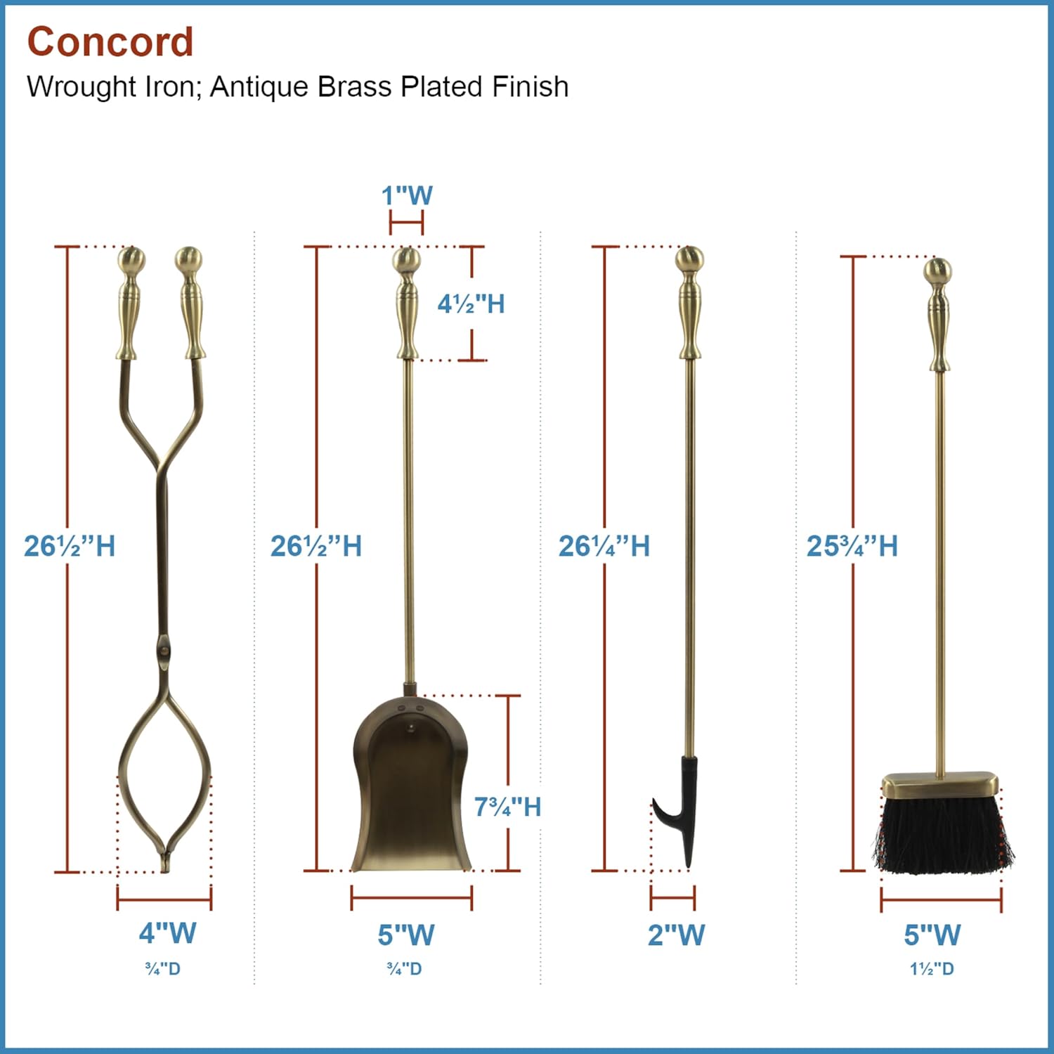 Minuteman International Concord Tool Set, Antique Brass