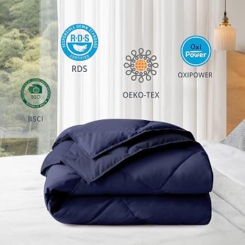 puredown Down Throw Blankets for Couch, Lightweight Down Throw for Indoor and Outdoor, Soft Throw Blanket for Travel and Home Navy (50 x 70)