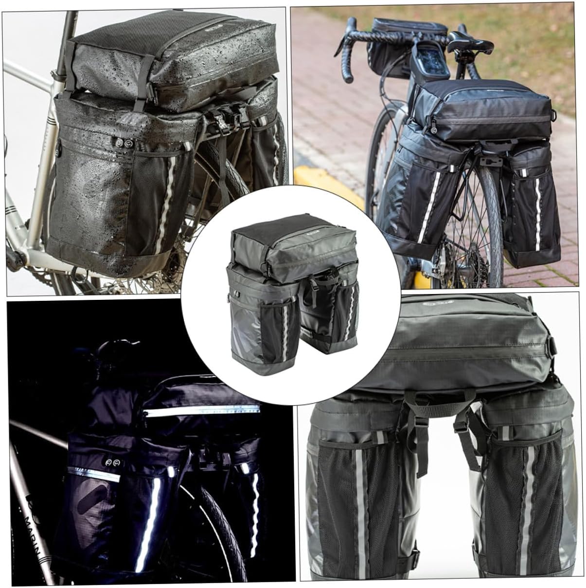 Veemoon Waterproof Bicycle Rear Shelf Bag 3-in-1 Bike Carry Bag 50l Capacity Mountain Bike Rack Trunk Pannier for Long-distance Cycling and Travel