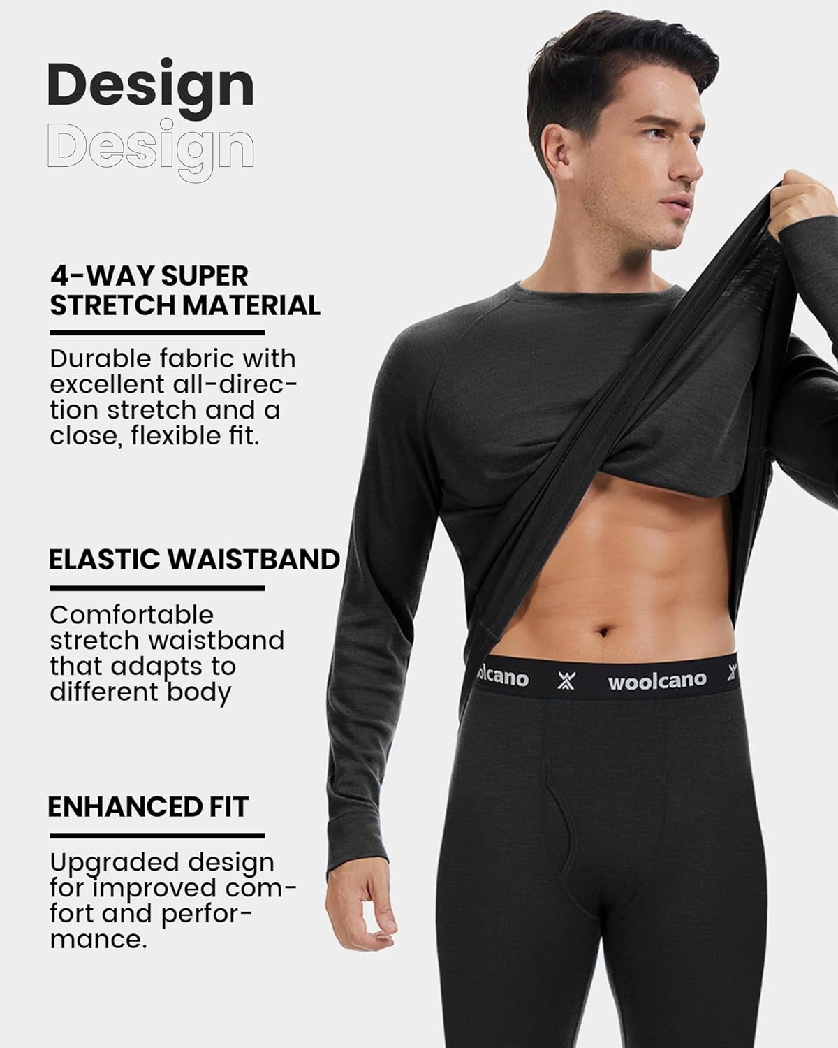 Men's 100% Merino Wool Base Layer Tops Lightweight Long Sleeve Active Base Layer