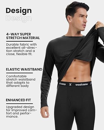Men's 100% Merino Wool Base Layer Tops Lightweight Long Sleeve Active Base Layer