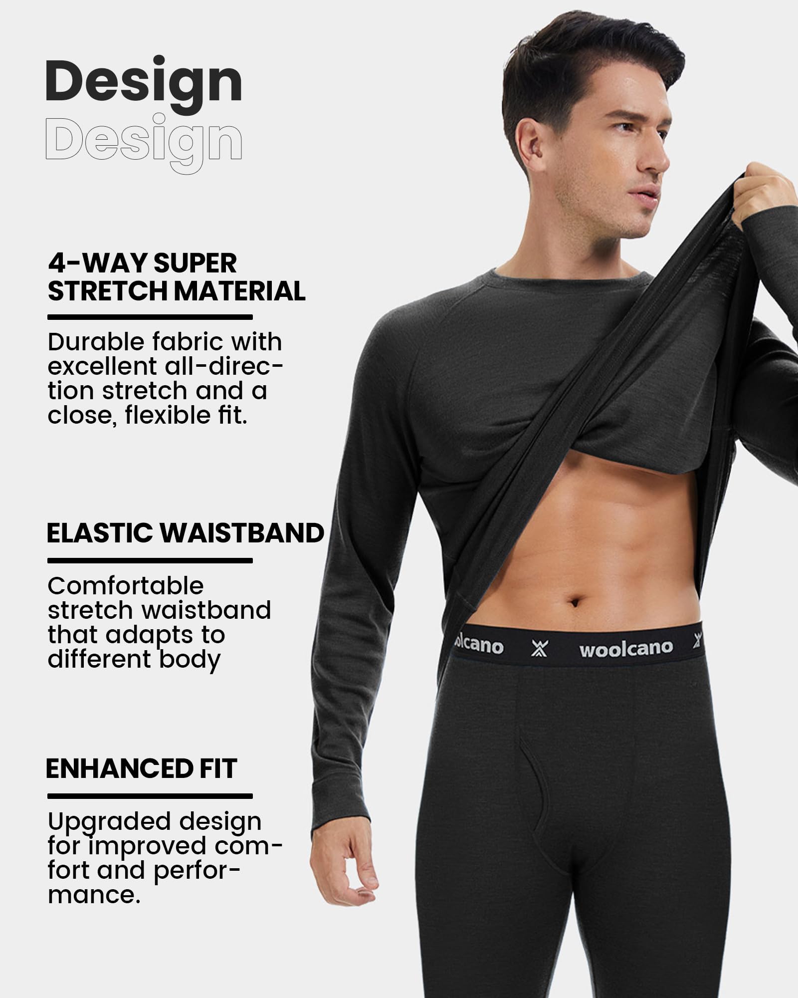 Herren Thermo Oberteil, 100% Merinowolle, Warmes & Atmungsaktives Langarmshirt, Baselayer für Winter & Outdoor