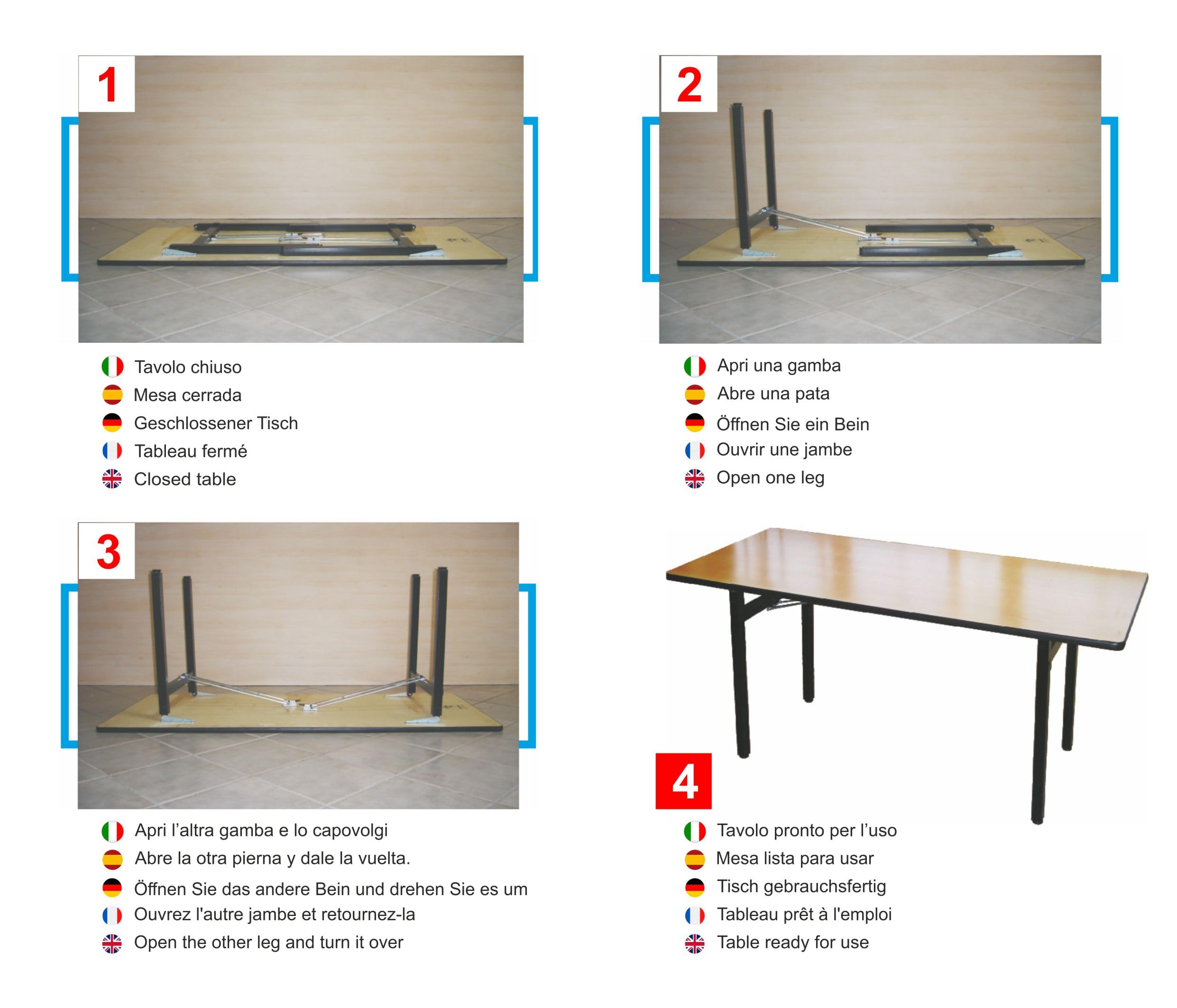 Kit 2 Gambe Pieghevoli cm 60 per Tavolo Set Birreria fai da te