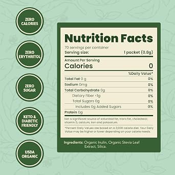 SweetLeaf Organic Stevia Powder Packets - Zero Calorie Sweetener with Stevia Leaf Extract, No Artificial Sweetener Additive, Sugar Free, Keto Friendly, Non GMO, Gluten Free - 70 Packets (Pack of 2)