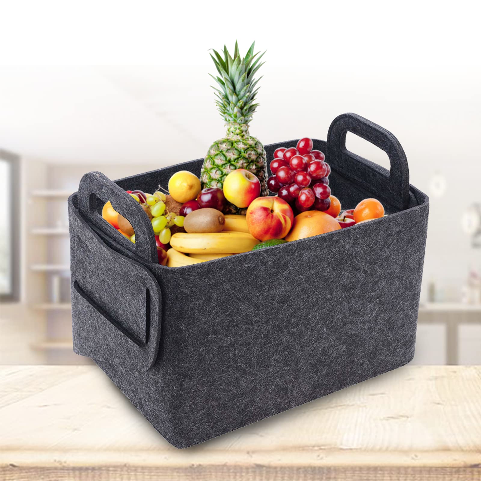 Kaminholz Aufbewahrungskorb mit Griff Feuerholzkorb Feuerholzkorb Groß Rattan Korb zum Aufbewahren von Brennholz Zeitschriften Zeitung,45x29x31cm
