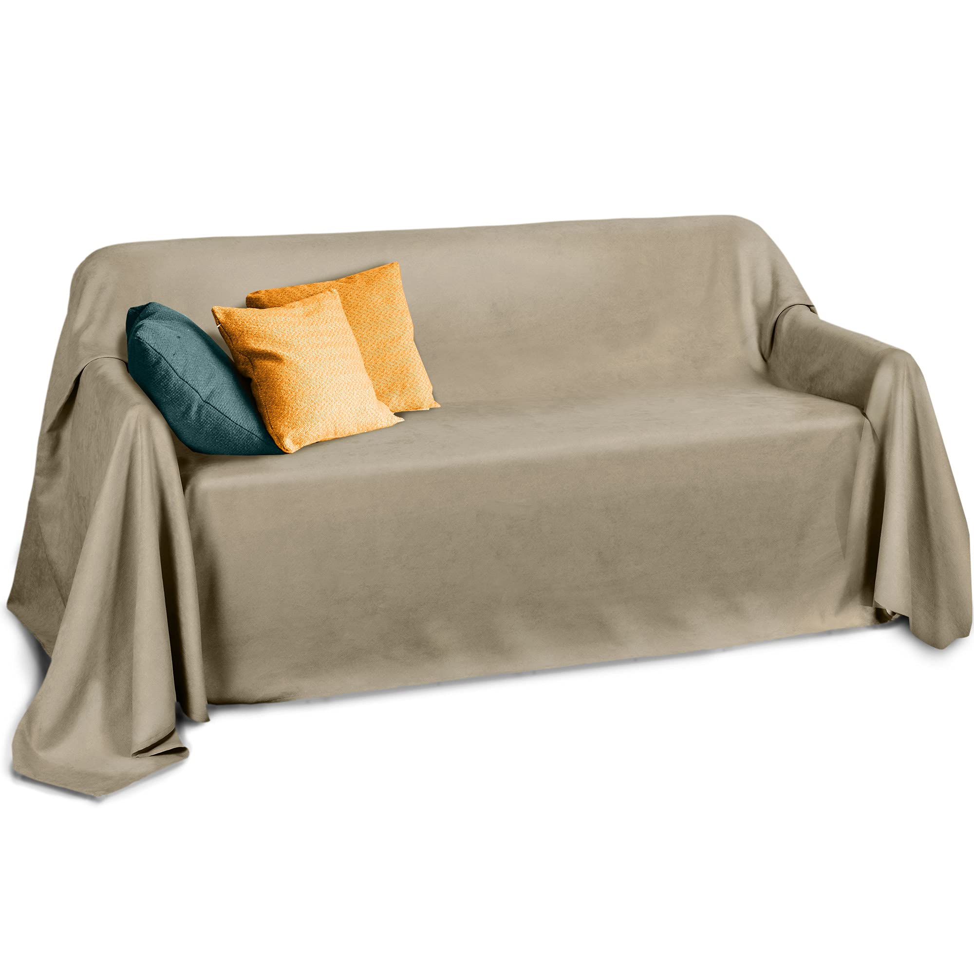 Beautissu Couverture Plaid Similicuir Couvre-lit jeté de canapé | 210x280cm nature ou sofa pour lit double et aspect daim Romantica