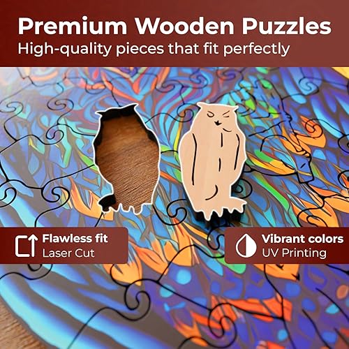Miniatura 4 de Rompecabezas de madera de animales para adultos, A3 y A4, búho del juicio con 159 piezas, rompecabezas con formas de animales únicas (A3)