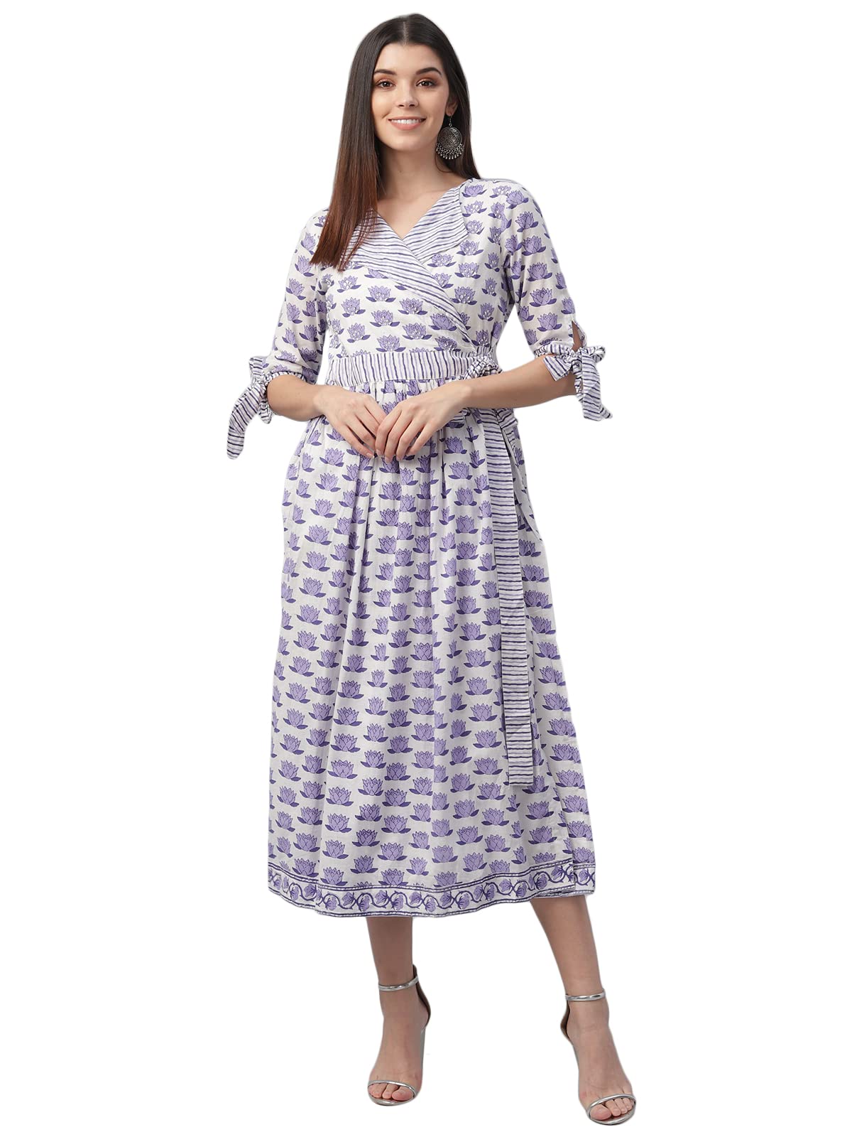 Nesara Purple Printed and Sequin Embroidered Purple Women's Dress