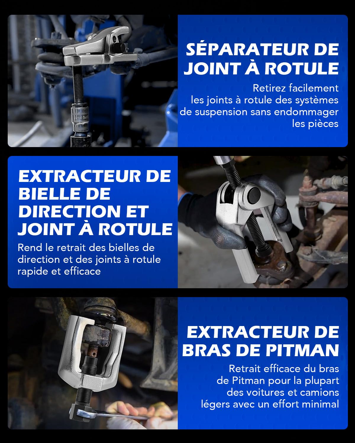 Orion Motor Tech Coffret 5-en-1 Extracteur de Rotule et Arrache-Rotule, Kit d'Outils pour Train Avant avec Séparateur de Rotule de Direction et de Suspension, Biellette et Bras Pitman (BS06)