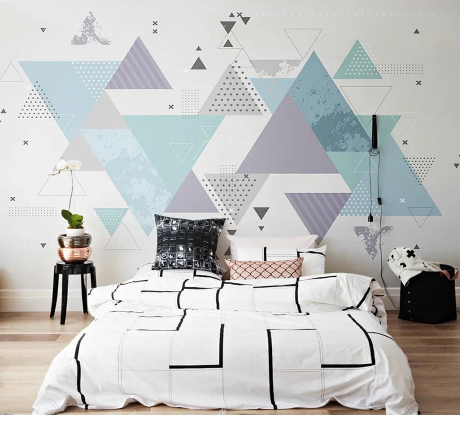 Tzxztt Abstract Watercolour Geometric Pattern Art Modern 3D Wallpaper Premium Textured Silk Neutral Tones Material Ideal for Living Room Bedroom-200cm×140cm