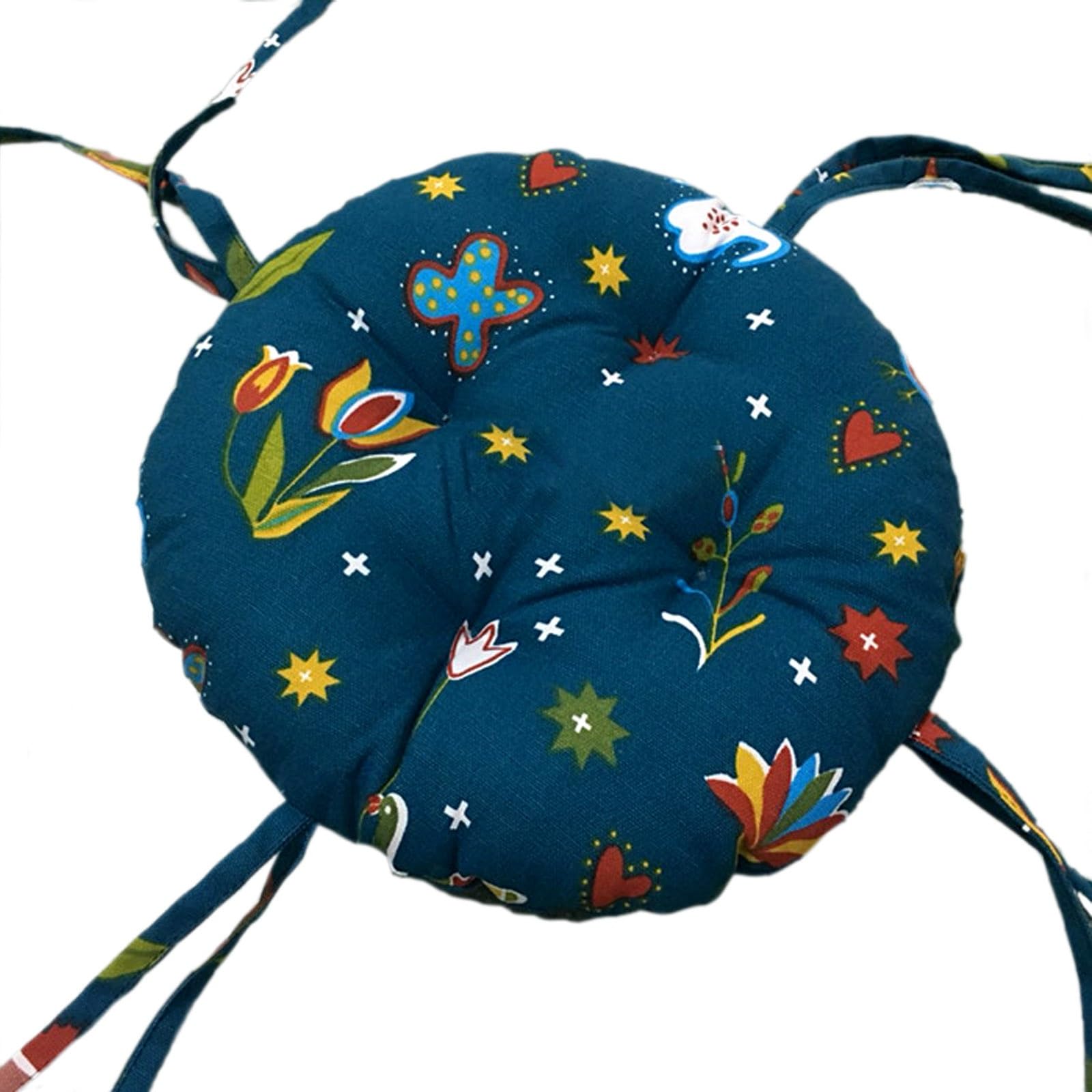 Round Chair Cushions Diameter 25/30/35/40/45/50cm Thick Stool Cushion Comfy Elastic Round Seat Cushion For Barstool Room Office Chairs Bistro(Dark Blue,25cm)