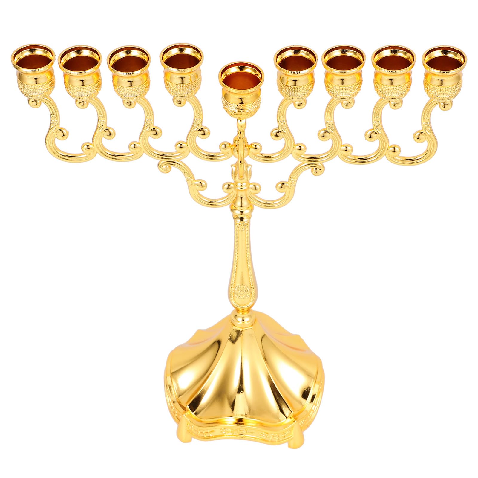 Candelabro de Metal de 9 Brazos para Hanukkah Dorado