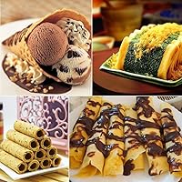 Vista 3 de Haofy Máquina para hacer conos de gofres, máquina de rollos de huevo, máquina de sartén para panqueques de tortilla antiadherente para hacer