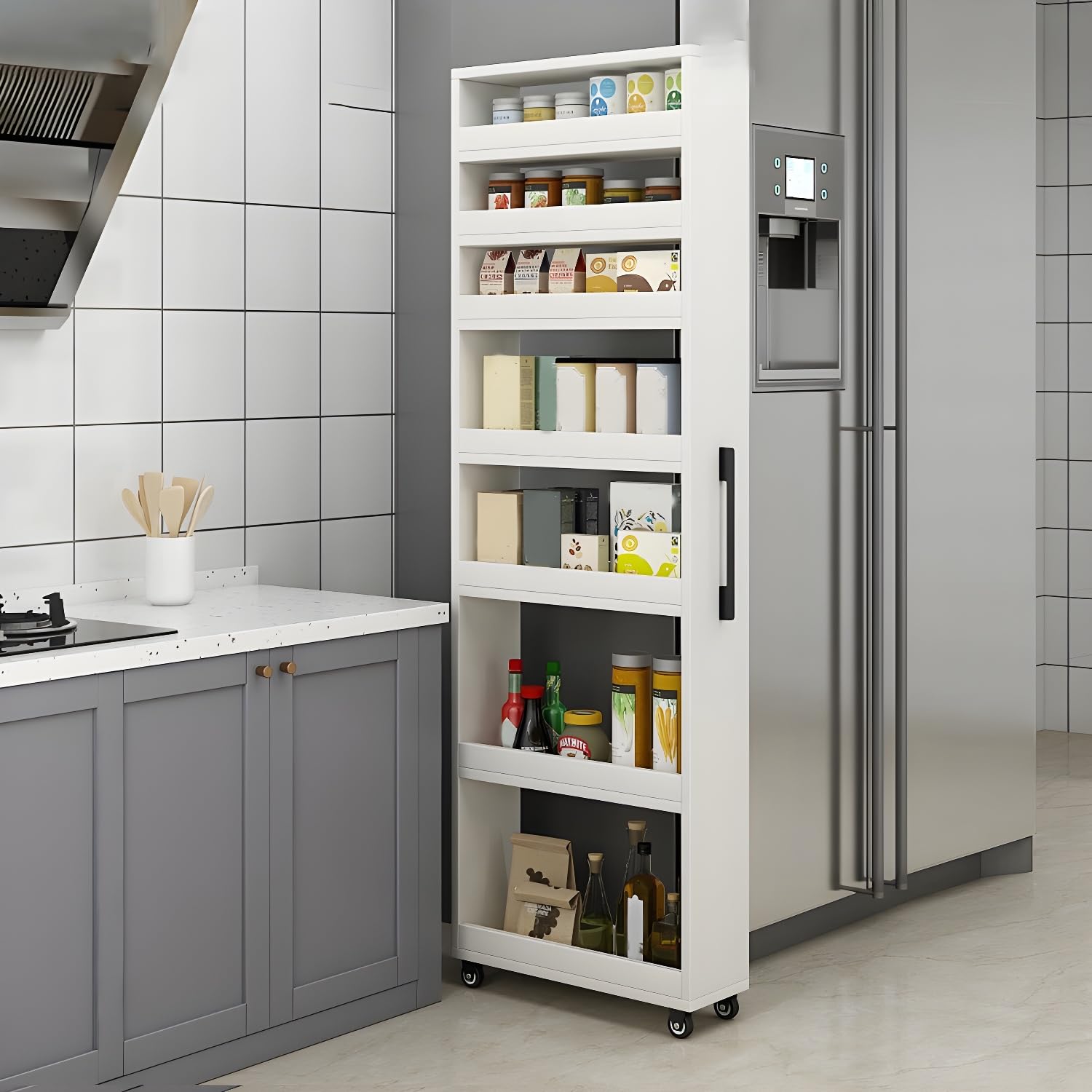 Buffet en bois avec étagères réglables, étagère de rangement mobile pour salle à manger, cuisine, restaurant