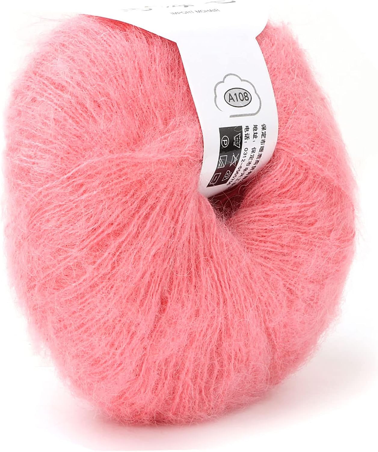 Angora Wool Yarn, Popular Multi Color Soft Mohair Fiber Long Angora Wool Hand Knitting Yarn Roving for Weave Scarves Household(Flesh)