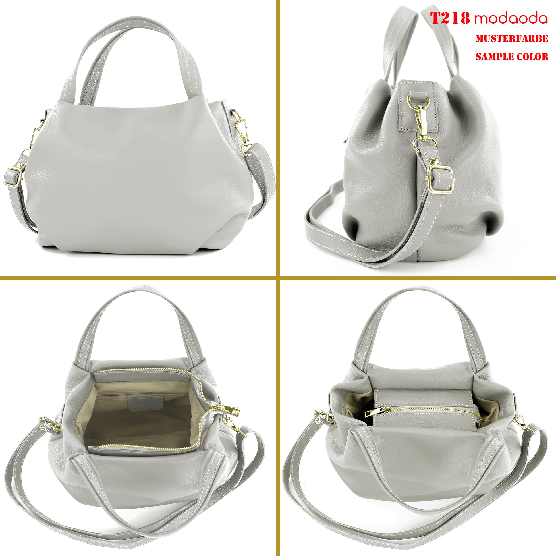 modamoda de T218 Damen Leder Henkeltasche Tragetasche Schultertasche handmade in Italy