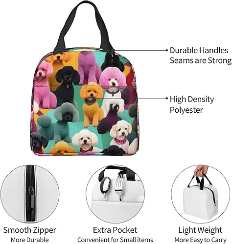 Miniatura 5 de Lonchera de trabajo, caniches y perros, bolsa de almuerzo de viaje para mujeres y hombres, contenedor de almuerzo aislado reutilizable de gran
