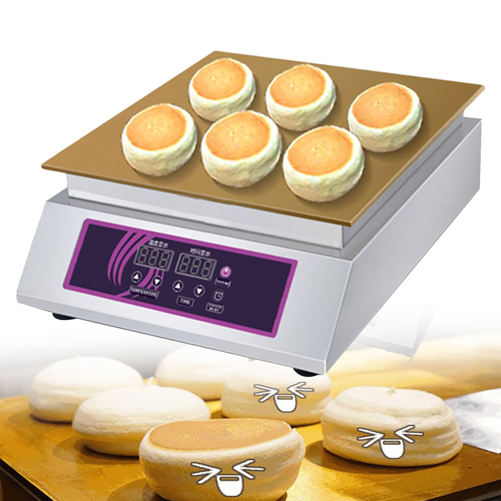 HTTGDGDH Electric Souffle Making Machine Dorayaki Baker Pancake Maker Muffin Making Machine Stainless Steel 0-260℃ Commercial Electric Griddle,Singlehead,