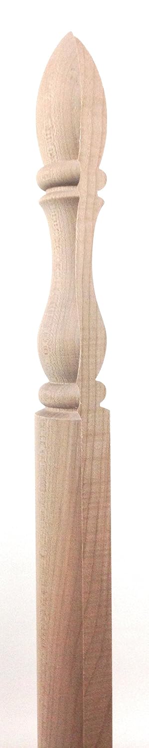 Highland Manor Wood Products Round Wooden Corner Guard Both Ends Turned - 48" Tall x 1 3/8" Wide with 90-Degree Notch - Unfinished Maple Wood Corner Protectors for Walls (1 Guard)