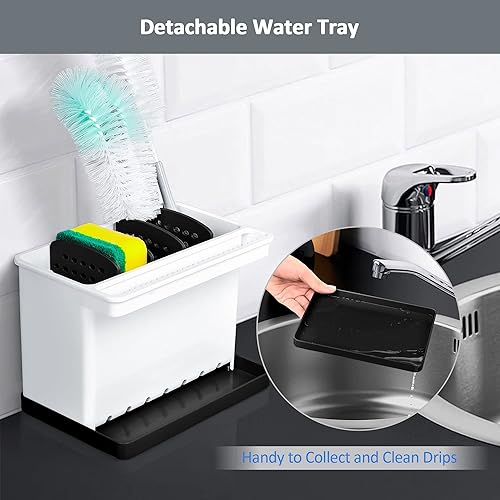 Miniatura 3 de JOMOLA Organizador de fregadero de cocina, soporte para esponjas y cepillos de dientes para baños, soporte para utensilios de cocina, organizador