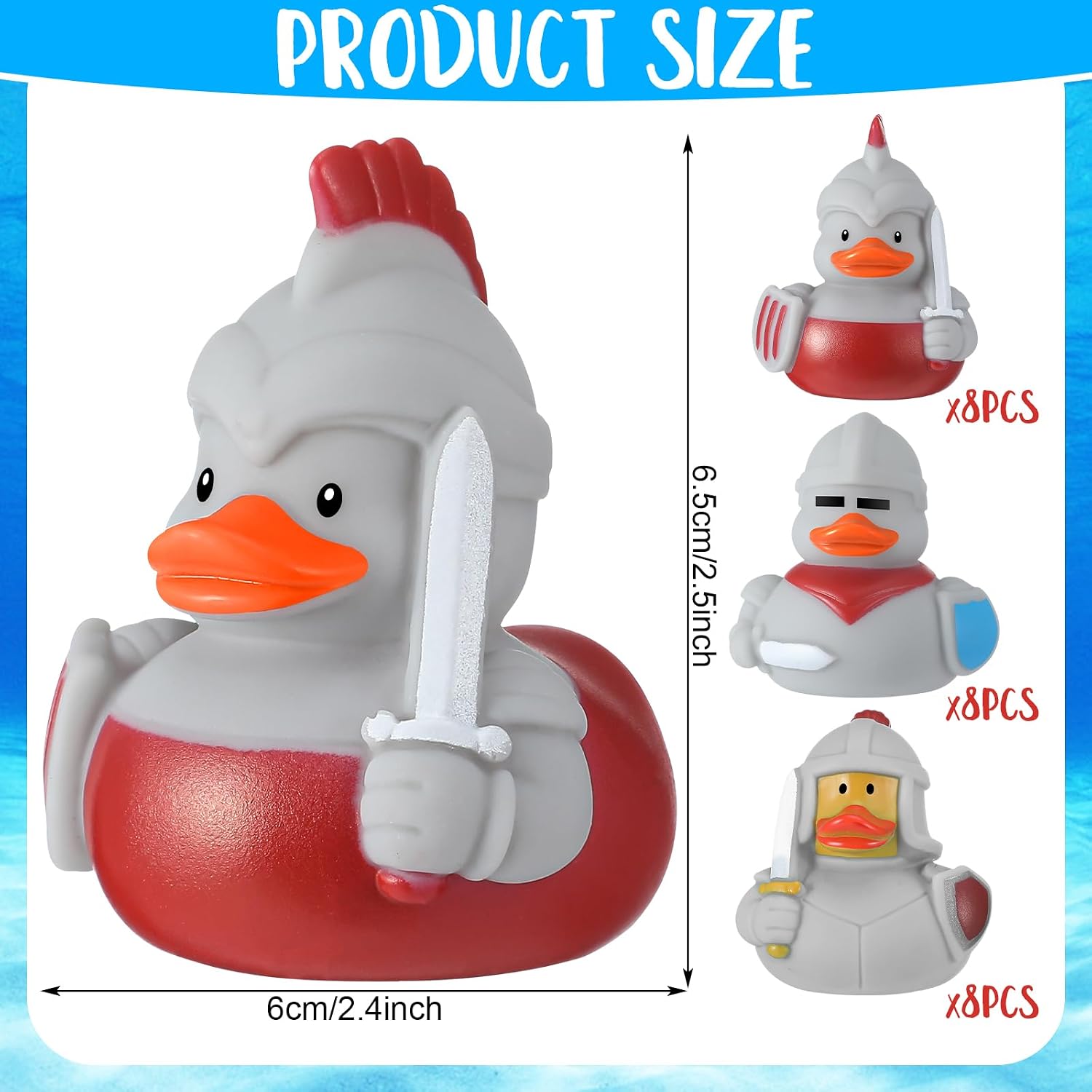 Sotiff 36 Pcs Medieval Rubber Duckies Knight Character Funny Military Rubber Ducks for Carnival Birthday Theme Decor Supplies
