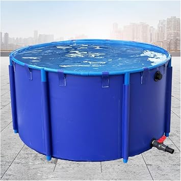 Round Thickening Fish Pond Pool, Portable Water Storage Container Tank, Large Collapsible Outdoors Tarpaulin for Aquaculture, Koi Breeding1x0.8m