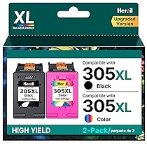 Heroil 305 Nero e Colore 305XL Cartucce d’inchiostro Sostituzione per HP 305 XL Nero e Colore per HP DeskJet 2720E 2720 2700 DeskJet Plus 4100 4120 4130 Envy 6010 6020 6030 Envy Pro 6420 6430 (2-Pack)