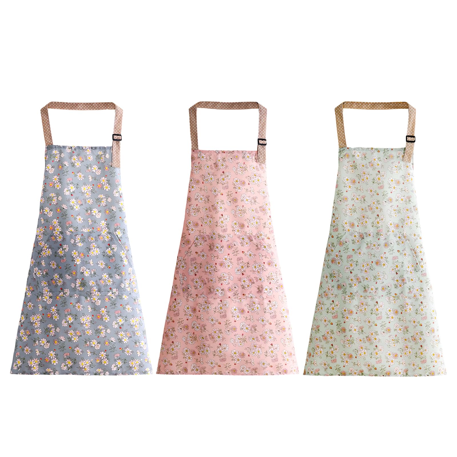 Forreen Waterproof Kitchen Apron for Women, 3 Pieces, Oil Proof, Modern, Sweet and Comfortable, with Wipeable Cloth for Barbecue, Cafe and Restaurants