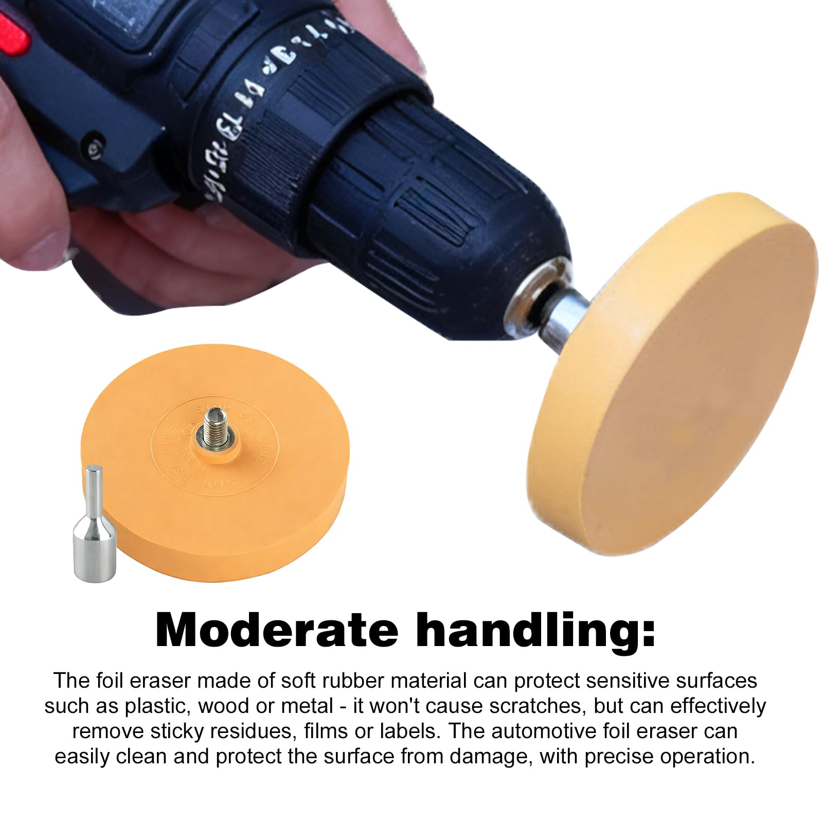 BAIFULAI 4 Stück Folienradierer mit Adapter: 88 mm Aufkleber Radierer Dick 15mm, Aufkleberentferner Radierscheibe Professionellen Entfernen von Folien und Kleberesten am Fahrzeug, Auto oder Motorrad
