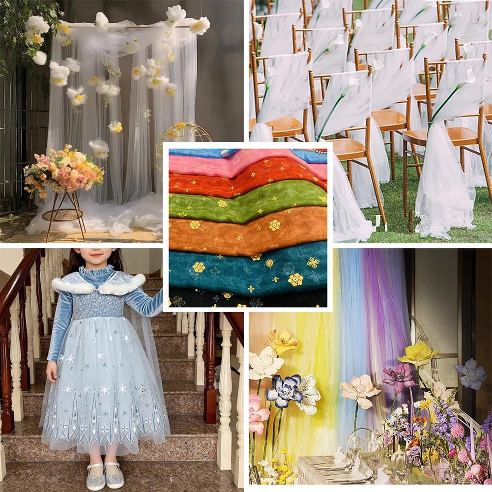 Chiffon Stoff 1.5 * 3m Organza glänzend Tüllstoff Dekostoff Glitzerstoff Dekotuch Hochzeit Vorhänge Drapierstoff glänzender Tüll Patchwork Textilien Kostümstoff Stoffe für Kleidung