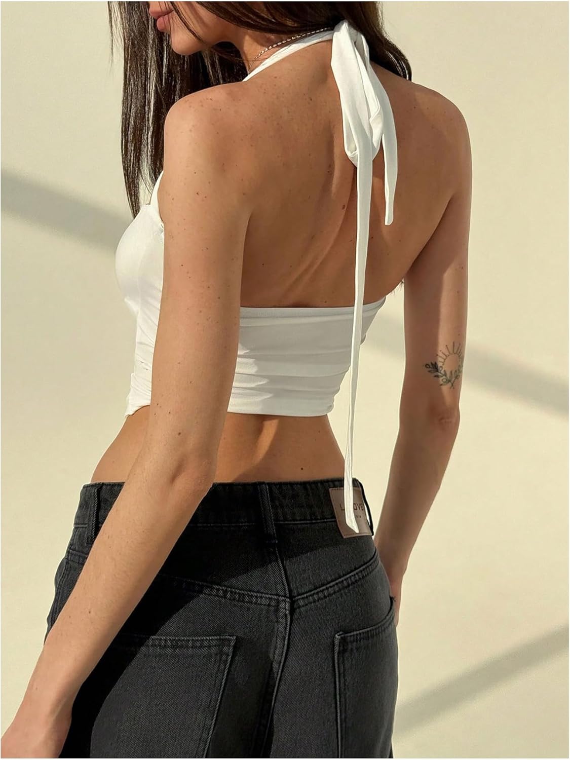 MakeMeChic Women's Sexy Halter Tops Going Out Cut Out Open Back Y2k Crop Top - Image 3