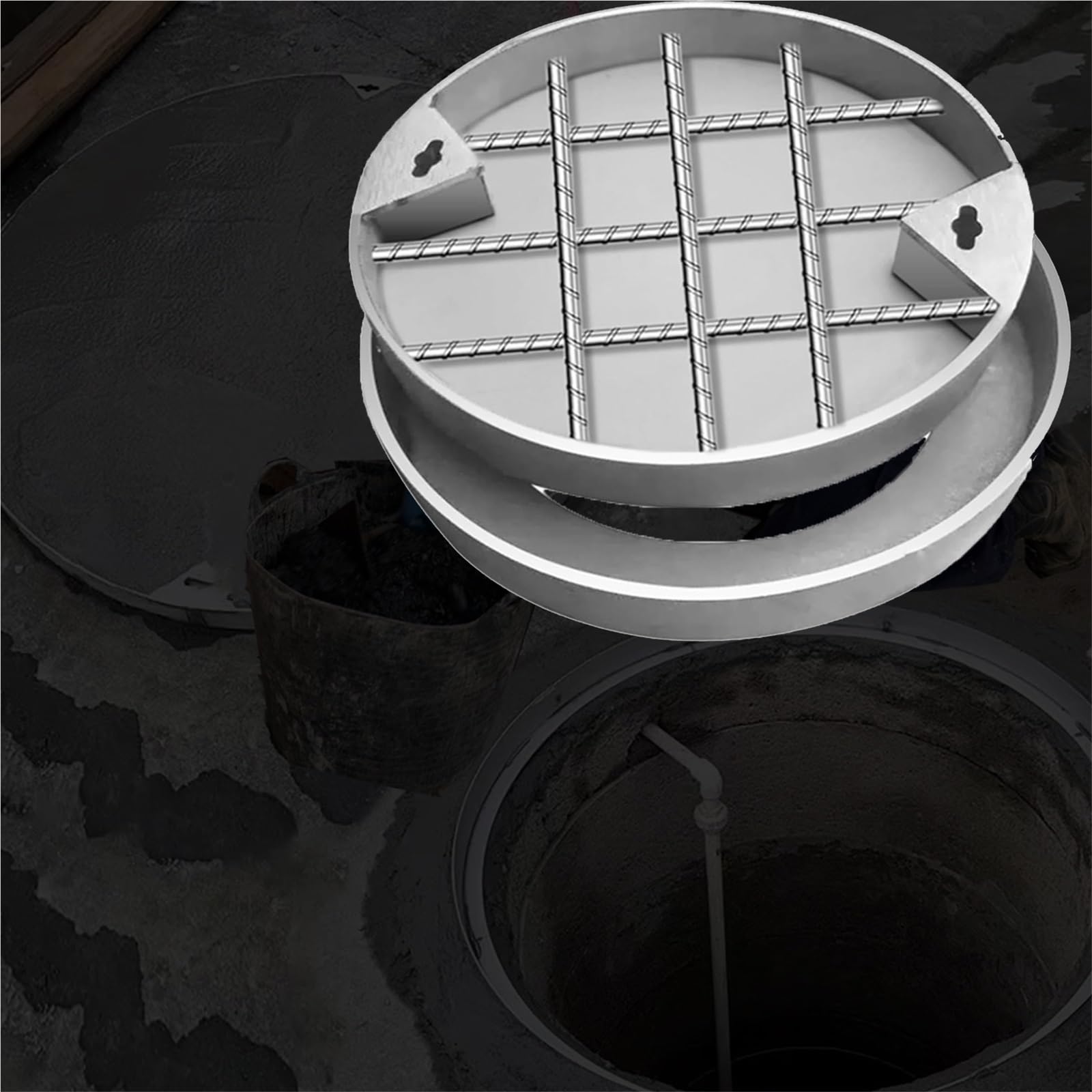 Couvercle d'égout rond et robuste caché en acier inox 304