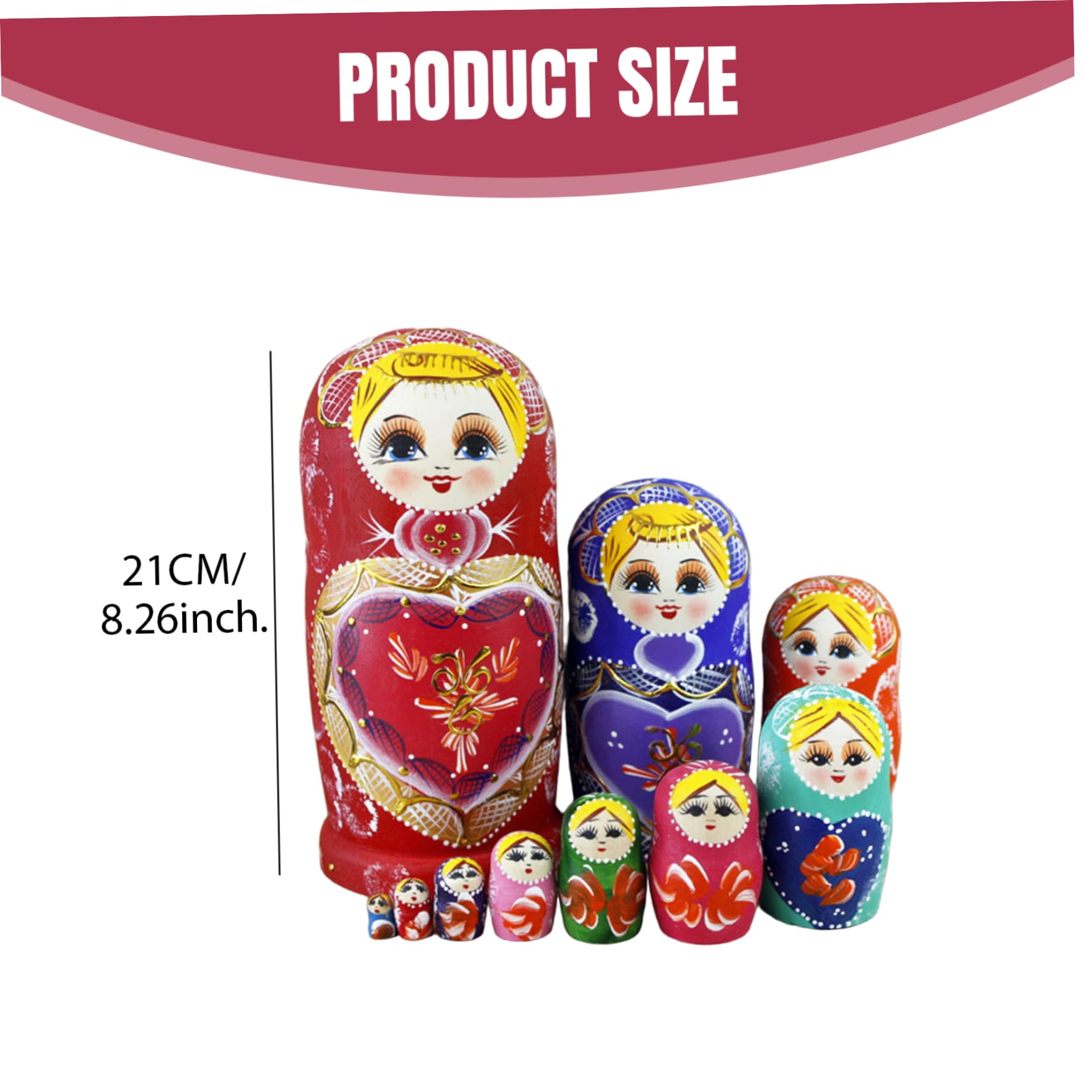 Poupée Matryoshka, poupées gigognes 1 Ensemble (10 pièces) modèle de Fille poupée Matriochka en Bois coloré poupées gigognes Russes empilant des Jouets pour Les Enfants