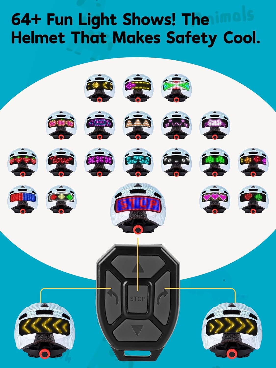 Kids Bike Helmets with LED Display, High Visibility, Turning & Stop Signal Light, Helmet for Kids 3-5, 5-8, 8-14, Adjustable for Youth Boys Girls, Safety Cycling, Scooter