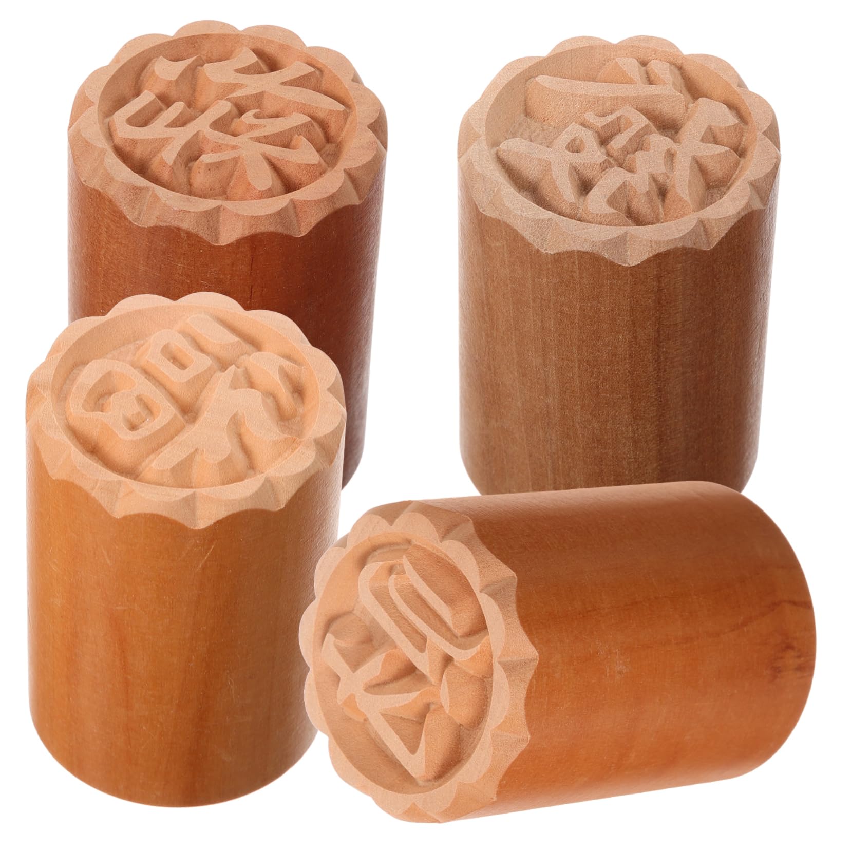 Angoily 4Pcs Pastry Press Stamper for Moon Cake Baking Durable Safe Dessert Decor Tool for DIY Cakes Dim Sum and Pastry Decoration