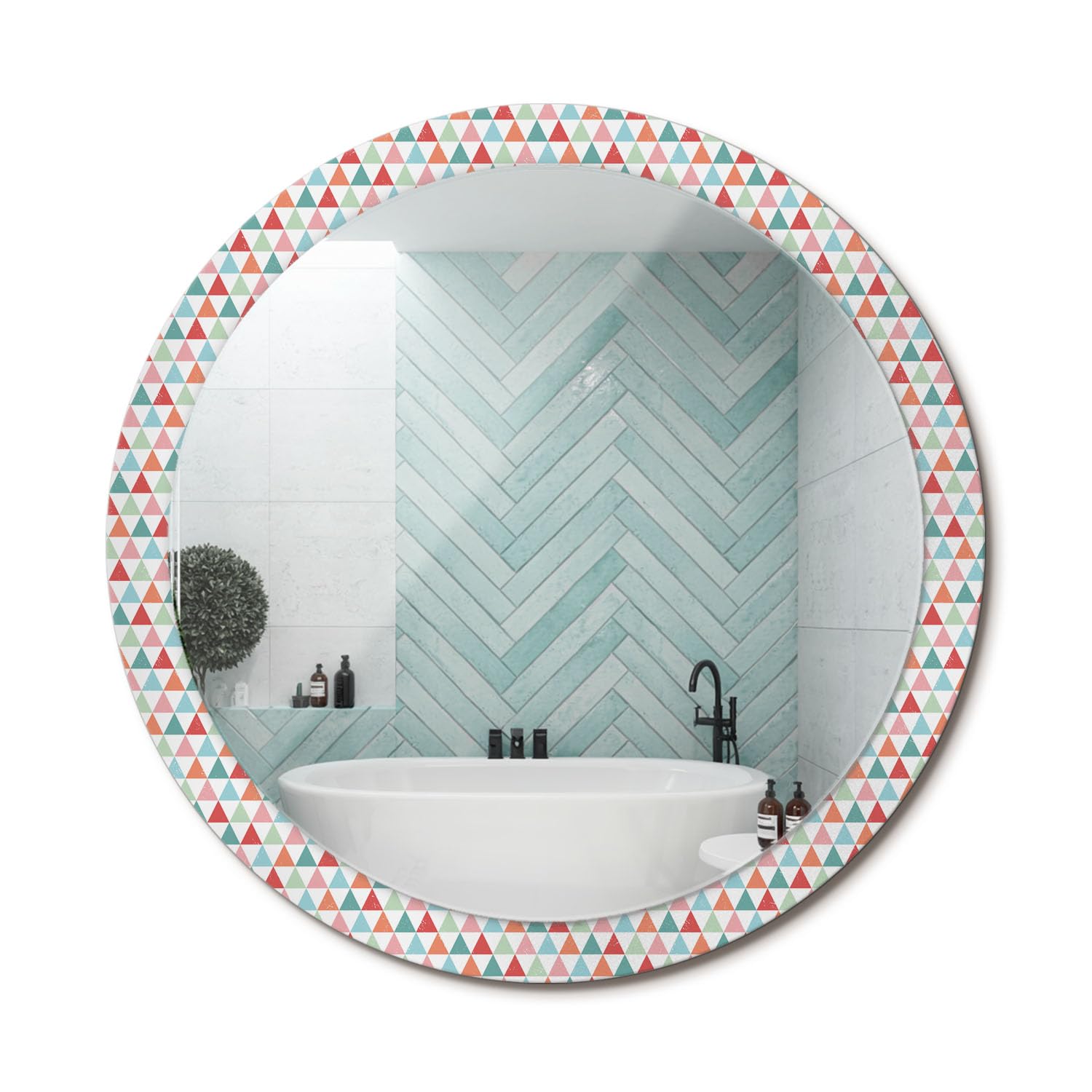 Miroir rond avec cadre graphique moderne salon chambre couloir fi100