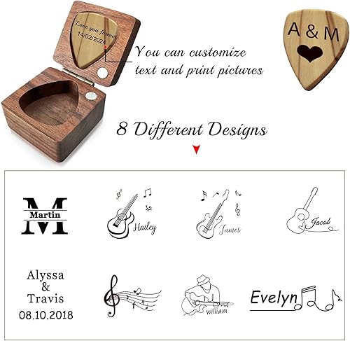 Miniatura 10 de Púas de guitarra personalizadas, púas de guitarra personalizadas con estuche, soporte de púas de guitarra de madera grabada, regalo para hijo,