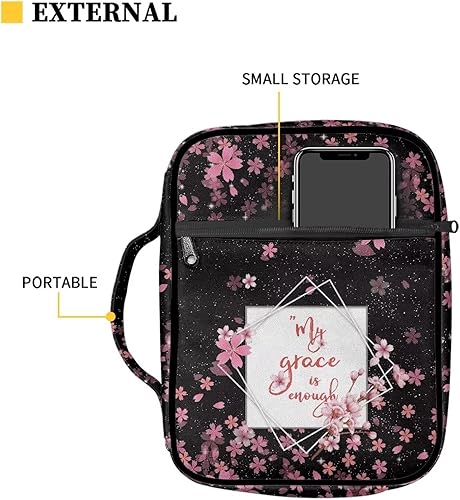 Miniatura 3 de COEQINE Funda de Biblia con estampado de flores de cerezo rosa para mujeres y niñas, fundas de Biblia que protegen tus artículos de oración y estudio