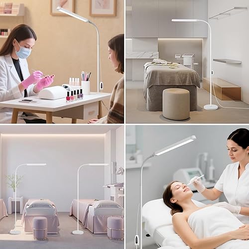 Miniatura 16 de Lámparas de pie LED brillantes con atenuación táctil y remota para extensión de pestañas, tatuaje, manicura, dibujo, maquillaje, sala de estar