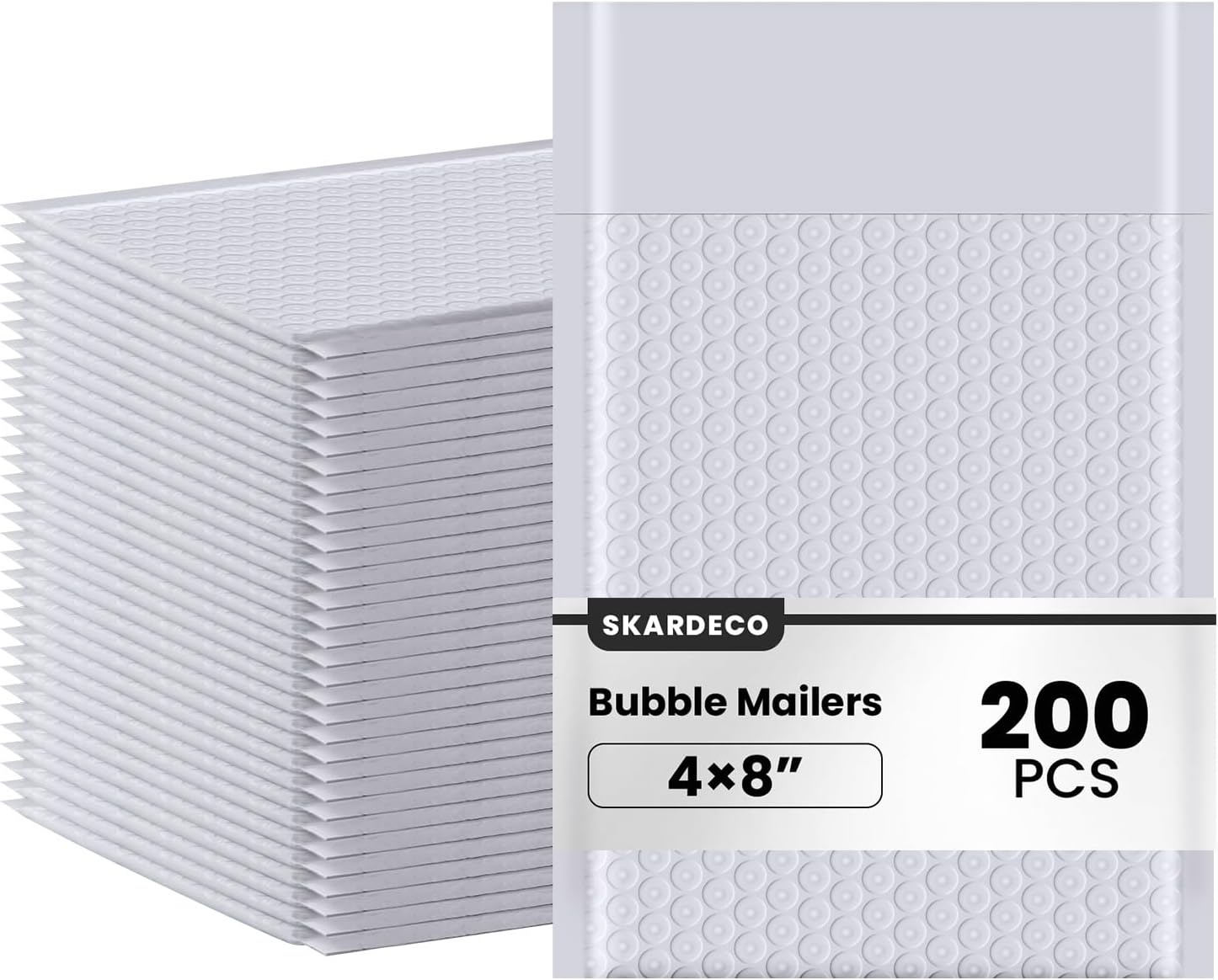 Bubble Mailers 4x8inch 200Pack Gray Bubble Mailers Self-Seal Padded Mailing Envelopes Bubble Opaque Padded Mailer for Small Businesses to Package and Mail Jewelry Cosmetics#000(white,gray)