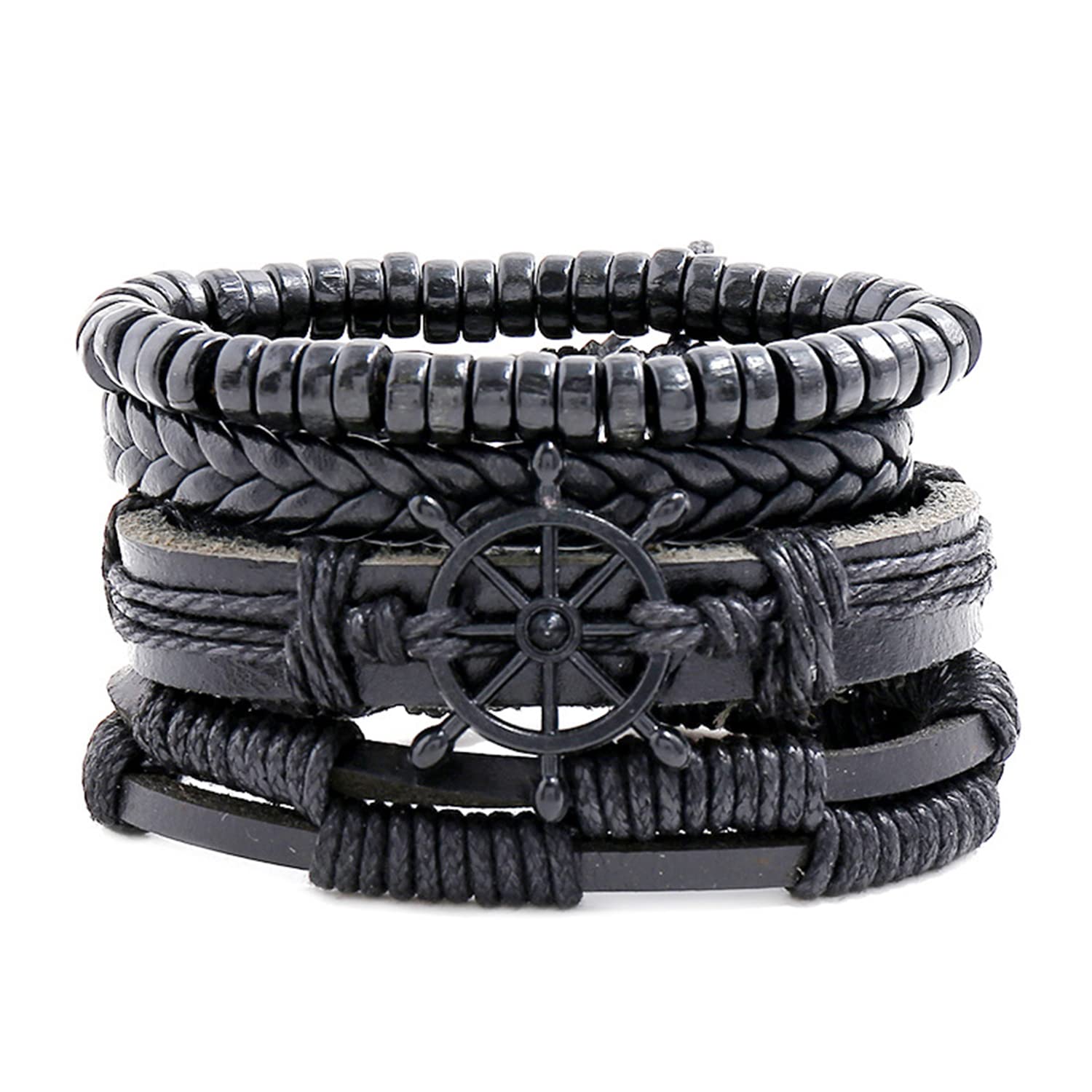Peora Black Leather Bracelet Combo of 4 Stylish Fashion Design Hand Jewellery Gift for Men & Boys (PX9LB30) (B0BT86K3ZL) Amazon Price History, Amazon Price Tracker