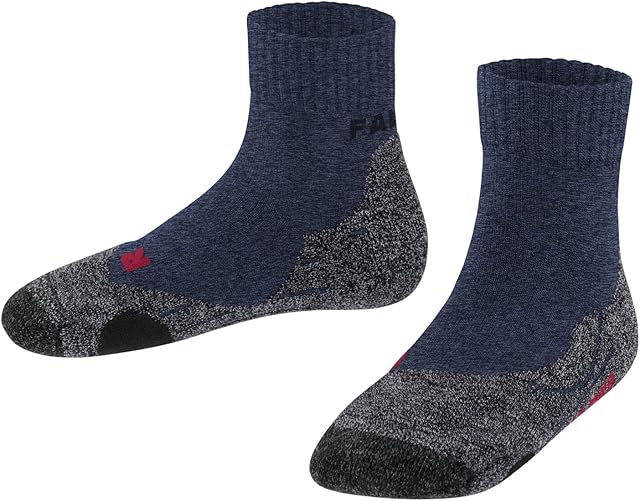 FALKE Unisex Kids TK2 Short Hiking Socks Merino Wool Blue More Colours Thick Midweight Padded Cushioned Sole Breathable Quick Dry Anti-Blister 1 Pair