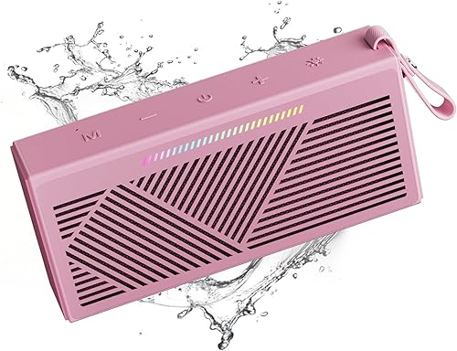 Miniatura 9 de Altavoz Bluetooth, altavoces Bluetooth inalámbricos portátiles con sonido HD, altavoz impermeable IPX5 con luces LED RGB, Bluetooth5.3, Negro